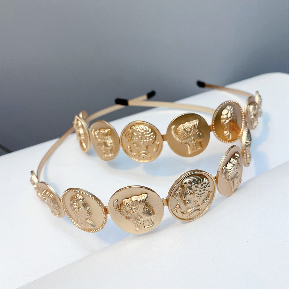Wholesale Alloy Round Brand Gold Hairband